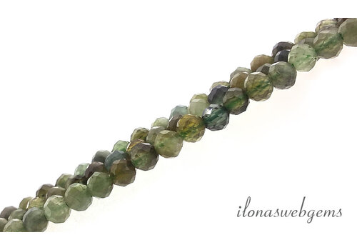 Groene Toermalijn kralen facet rond ca. 2.5mm