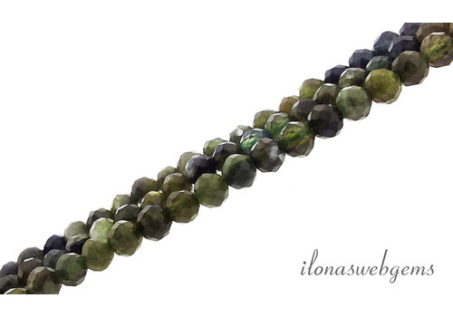 Dark green Tourmaline beads facet round approx. 2.5mm