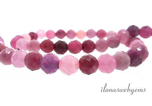 Ruby beads facet round approx. 4mm