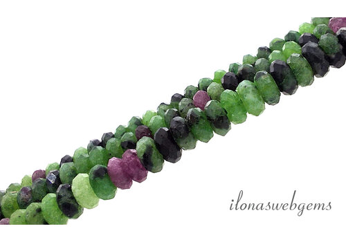 Ruby Ziosite beads faceted roundel approx. 3x1.5mm