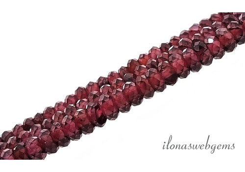 Granaat kralen facet rondel ca. 3x1mm