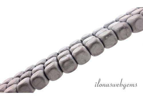 Hematite beads silver matte cube approx. 4mm