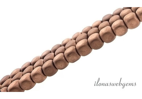 Hämatitperlen, rosa, matt, Würfel, ca. 3 mm
