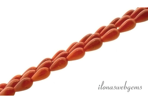 Coral teardrop bead approx. 9x5mm