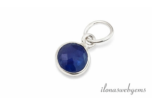 Sterling silver pendant with faceted sapphire approx. 6mm