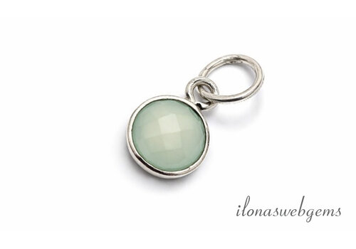 Sterling zilveren hangertje met facet Chalcedoon ca. 6mm