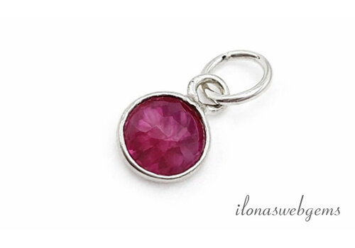 Sterling silver pendant with faceted Ruby approx. 6mm