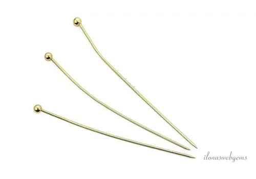 Premium goldplated nietstiften bolletje ca. 0.5x30mm (bolletje ca. 1.8mm)