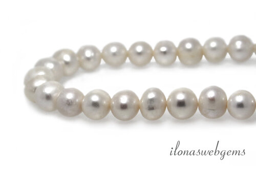Süßwasserperlen, rund, weiß, ca. 10 mm