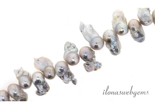 White baroque beads approx. 22x12mm