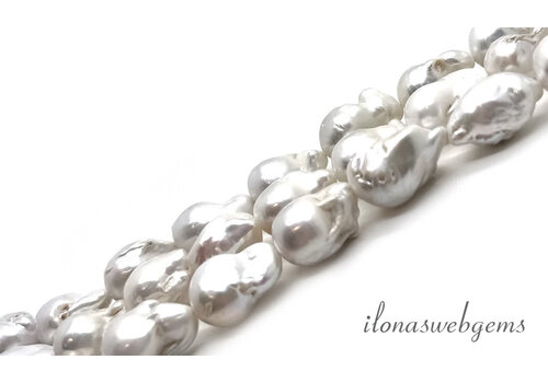 White baroque beads approx. 27x15mm