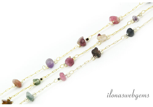 10cm Premium gold plated necklace with Tourmaline approx. 4mm
