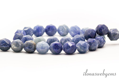 Blaue Aventurinperlen, rund facettiert, ca. 10 mm