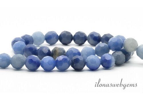 Blaue Aventurinperlen, rund facettiert, ca. 8 mm