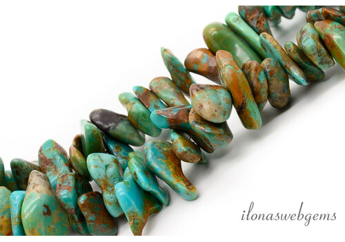 Freiformige Türkisperlen, ca. 21 x 5 mm