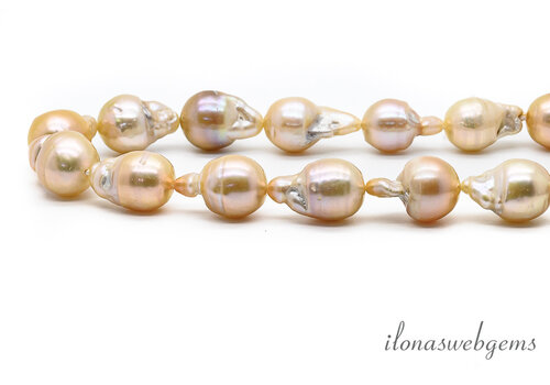 Baroque salmon pearls approx. 15x10mm