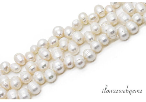 Freshwater pearls, white drop, approx. 10x6mm