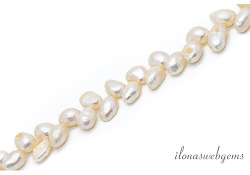 Zoetwaterparels druppels wit ca. 10x6mm