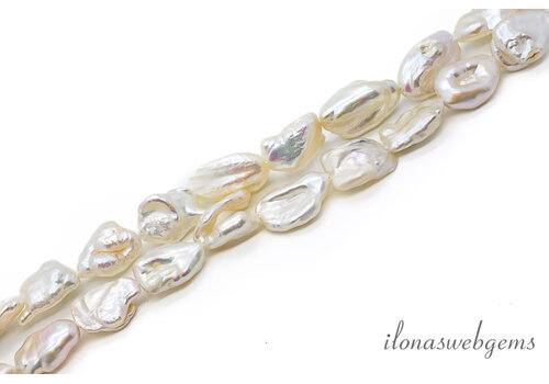 Biwa parels wit ca. 16x10x5mm