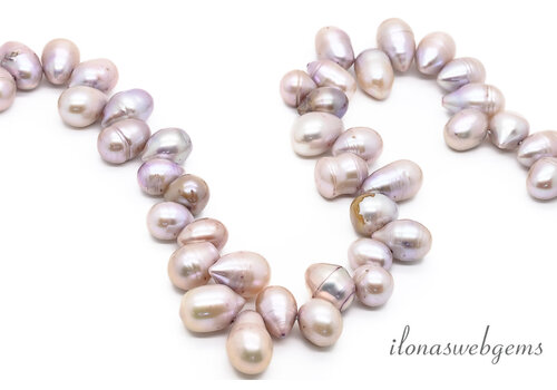 Zoetwaterparels druppel lila ca. 13x8mm