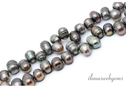 Freshwater pearls grey approx. 10x7mm