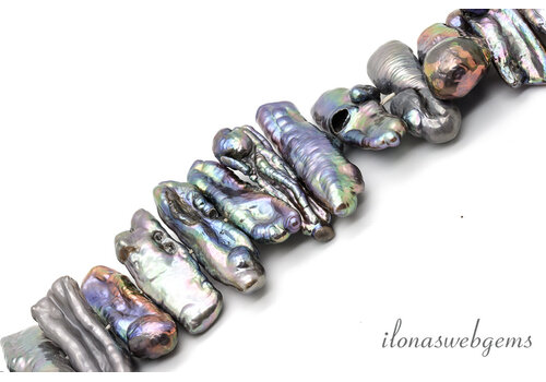 Biwa parels peacock ca. 21x8x5mm