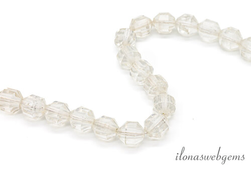 Facettierte Bergkristallperlen, ca. 8 x 8 mm
