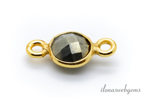 Vermeil connector met blauwe Pyriet ca. 12x6x3mm