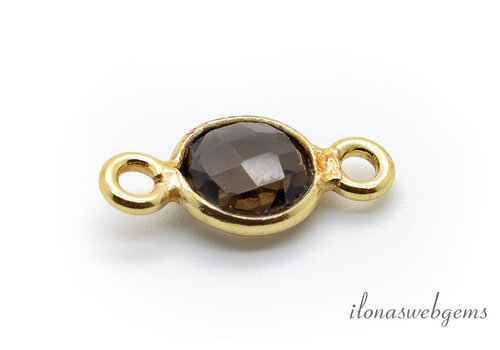 Vermeil connector met Rookkwarts ca. 12x6x3mm