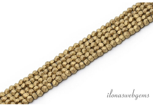 Hämatitperlen, mattgolden, facettiert, rund, ca. 2 mm