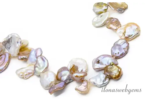 Petal Keshi Parels lila/zalm ca. 11 tot 19mm