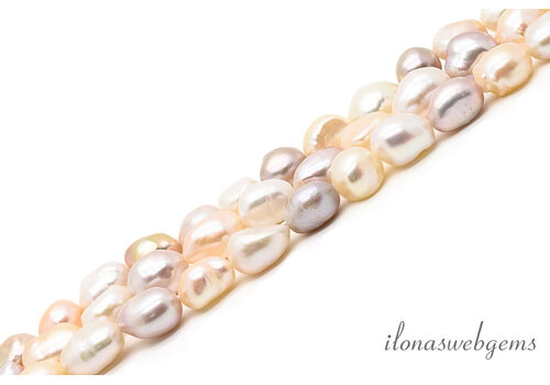 Freshwater pearls lilac white salmon approx. 9x7mm