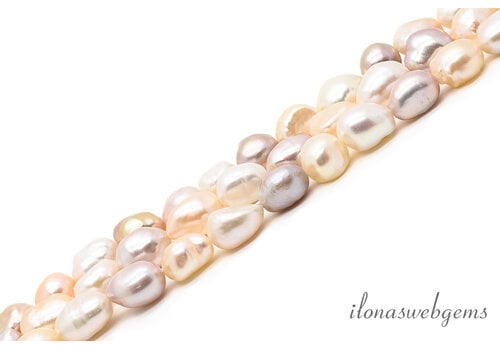 Zoetwaterparels lila wit zalm  ca. 9x7mm