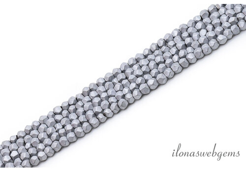 Hematite beads faceted silver round matte approx. 2mm