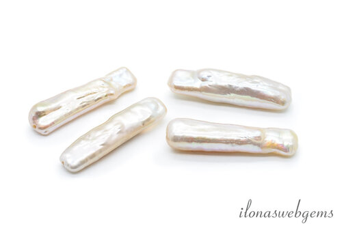 1 paar Zoetwaterparel sticks warm wit ca. 23x5mm A Kwaliteit