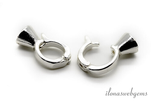 Premium silver plated klem slotje ca. 18x6mm