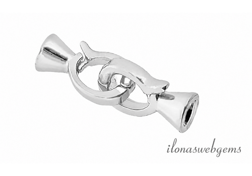 Premium silver plated klem slotje ca. 18x6mm