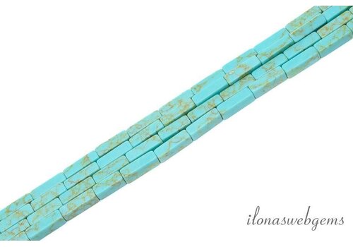 Howlith-Türkis-Quadratstäbe, ca. 13 x 3,5 mm