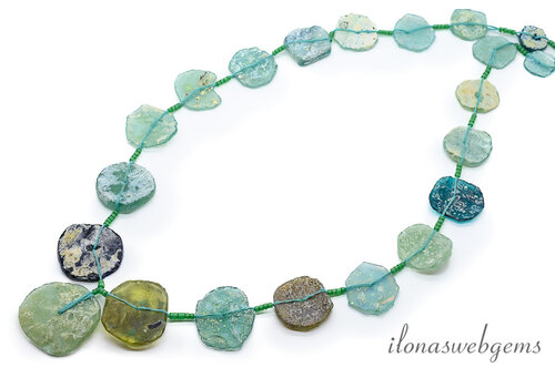 Roman Glass kralen coins ca. 28x20x9mm