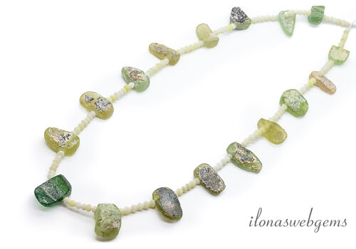 Roman Glass kralen ca. 26x20x6mm