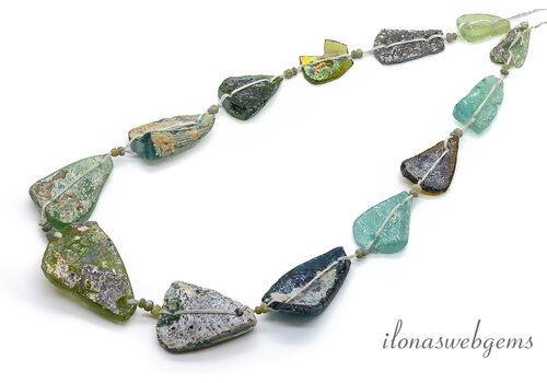 Roman Glass kralen ca. 37x30x21mm