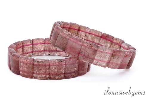 Strawberry Quartz armband ca. 15x11x6mm