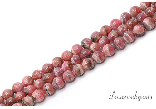 Rhodochrositperlen rund ca. 8mm A Qualität