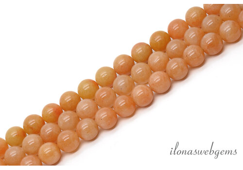 Oranje Jade kralen rond ca. 10mm
