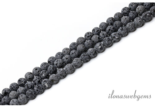 Lava stone beads anthracite gray round approx. 6.5mm