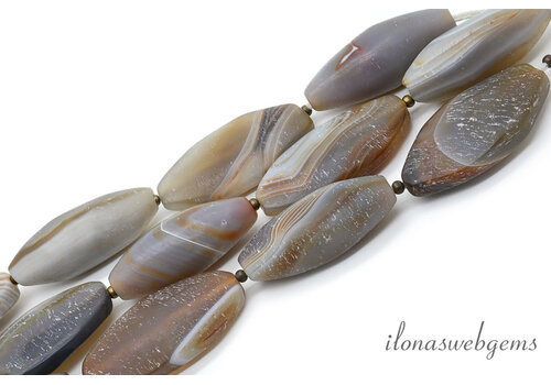Silk Road Agate beads "ancient" approx. 40x15mm