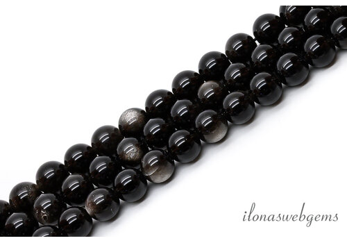 Silver Obsidiaan kralen rond ca. 8mm AA-kwaliteit