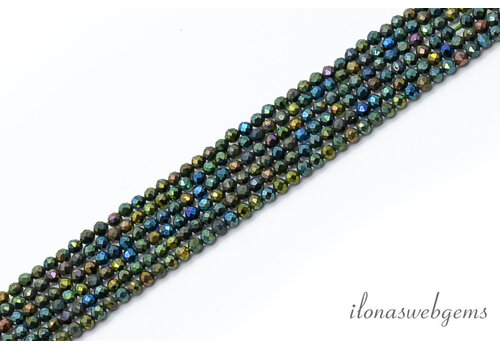 Green mystic Spinel mini faceted roundel approx. 2x1.5mm
