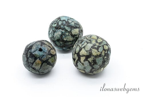 Tibetan Turquoise beads rond ca. 14 tot 15mm