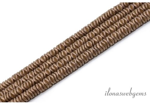 Hematite beads matte bronze discs approx. 4x1.5mm